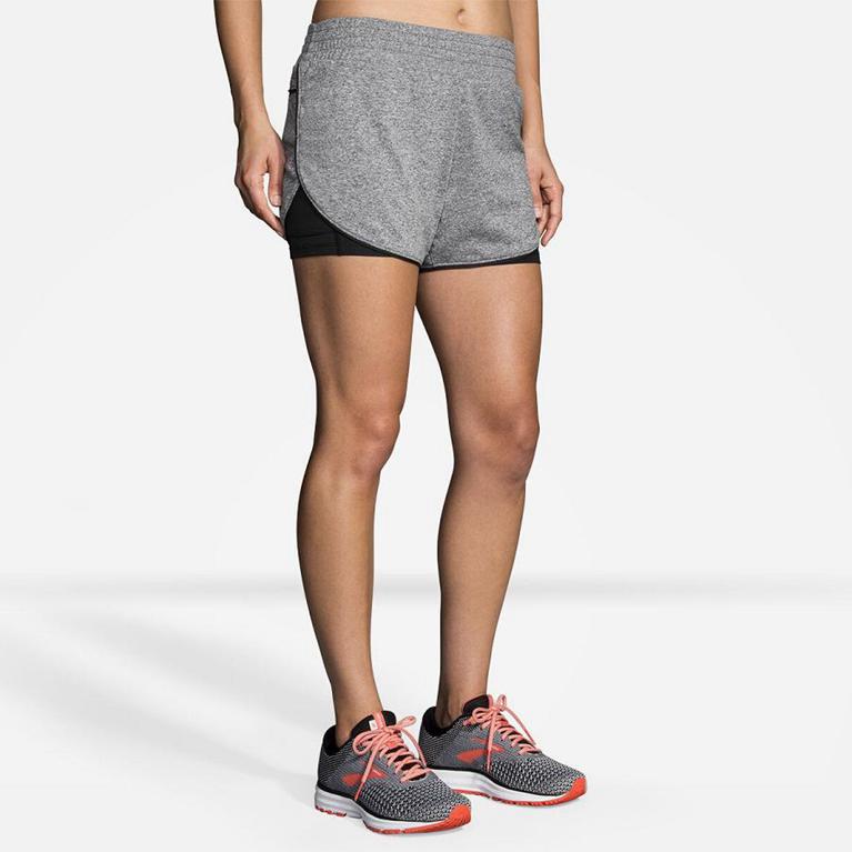 Brooks Rep 3 2-in-1 Womens Running Shorts - Grey - Indonesia (PBXF-96210)